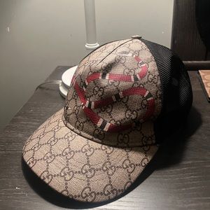 Gucci Navy Snake Monogram Print Hat